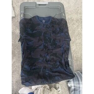 Blue Camo Pocket T-Shirt Knit Goods Size Large